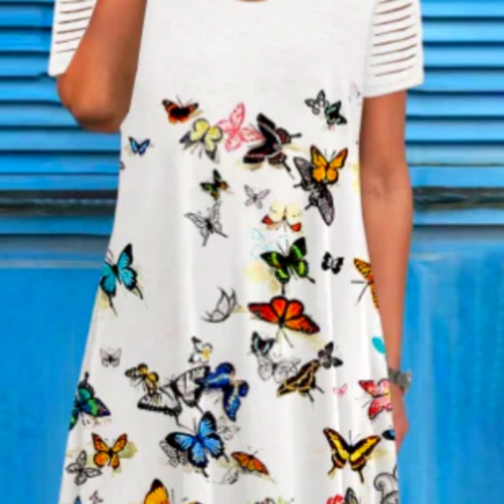 NWT blue pink red butterfly summer dress